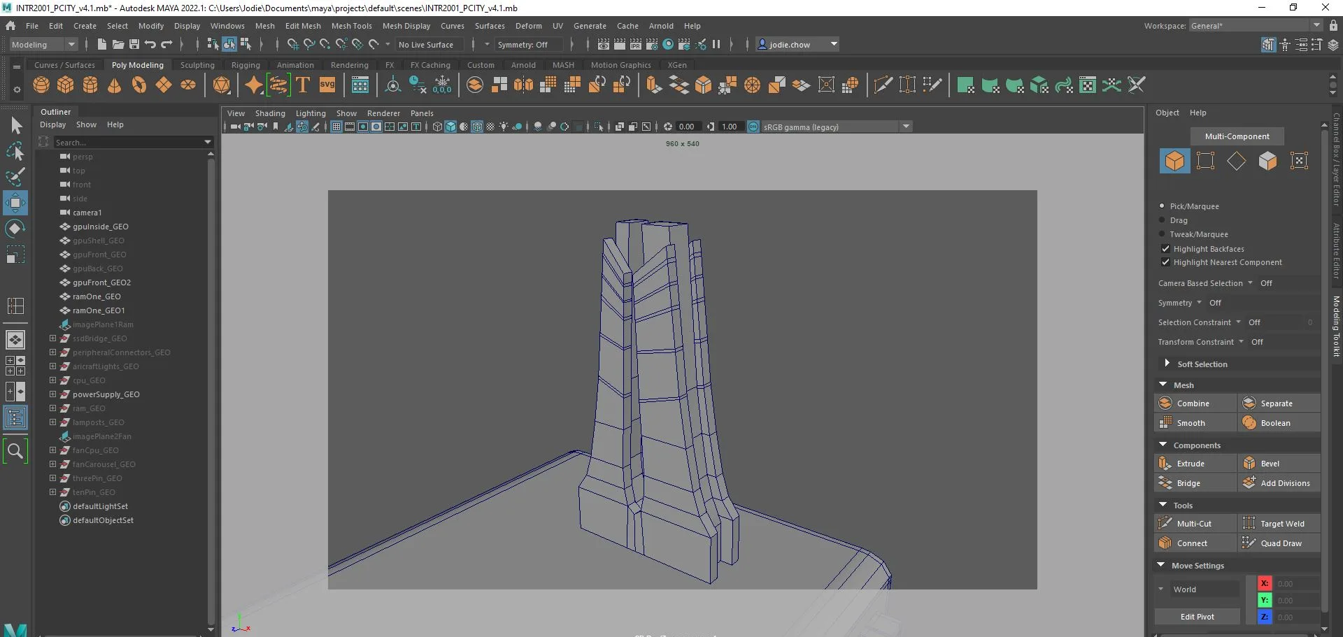 GPU tower with panel divisions cut in