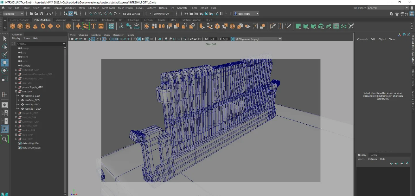 RAM tower, final beveled mesh with fins resolved
